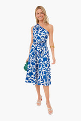 Blueberry Zig Zag Floral Belted Sabrina Dress
